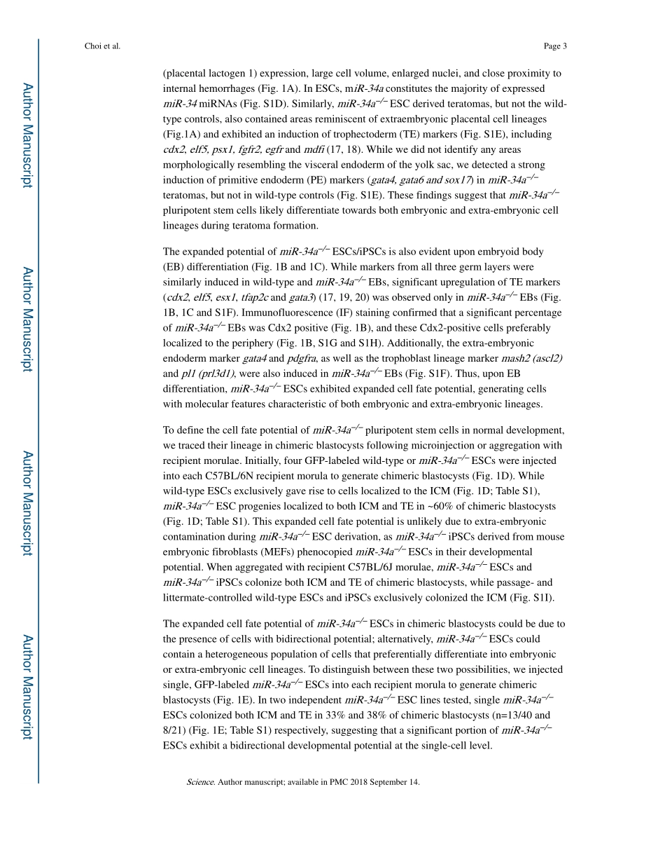 Science. 2017 缺失miR-34a可增加多能干细胞的细胞命运潜能.pdf_第3页