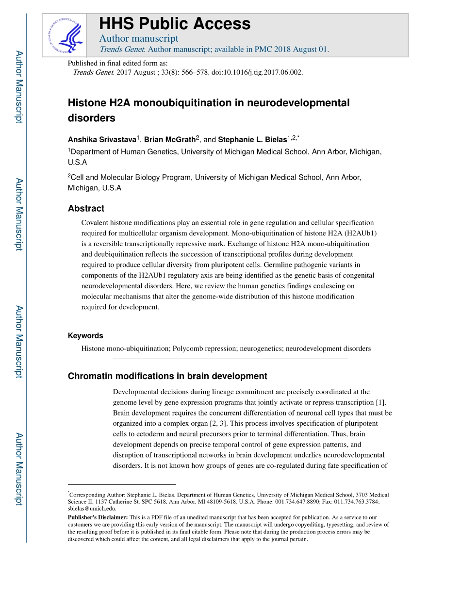 Srivastava-2017-Histone H2A Monoubiquitination.pdf_第1页
