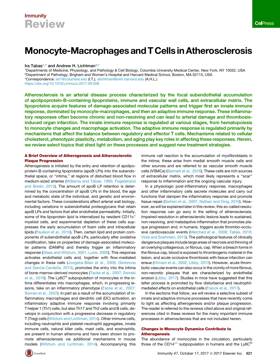 Tabas-2017-Monocyte-Macrophages and T Cells in.pdf_第1页