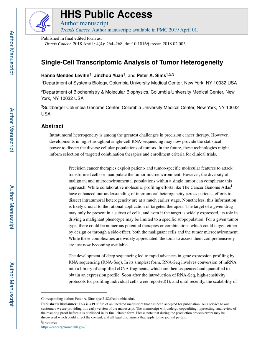 Single-Cell Transcriptomic Analysis of Tumor H.pdf_第1页