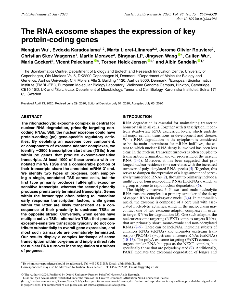 The RNA exosome shapes the expression of key p.pdf_第1页