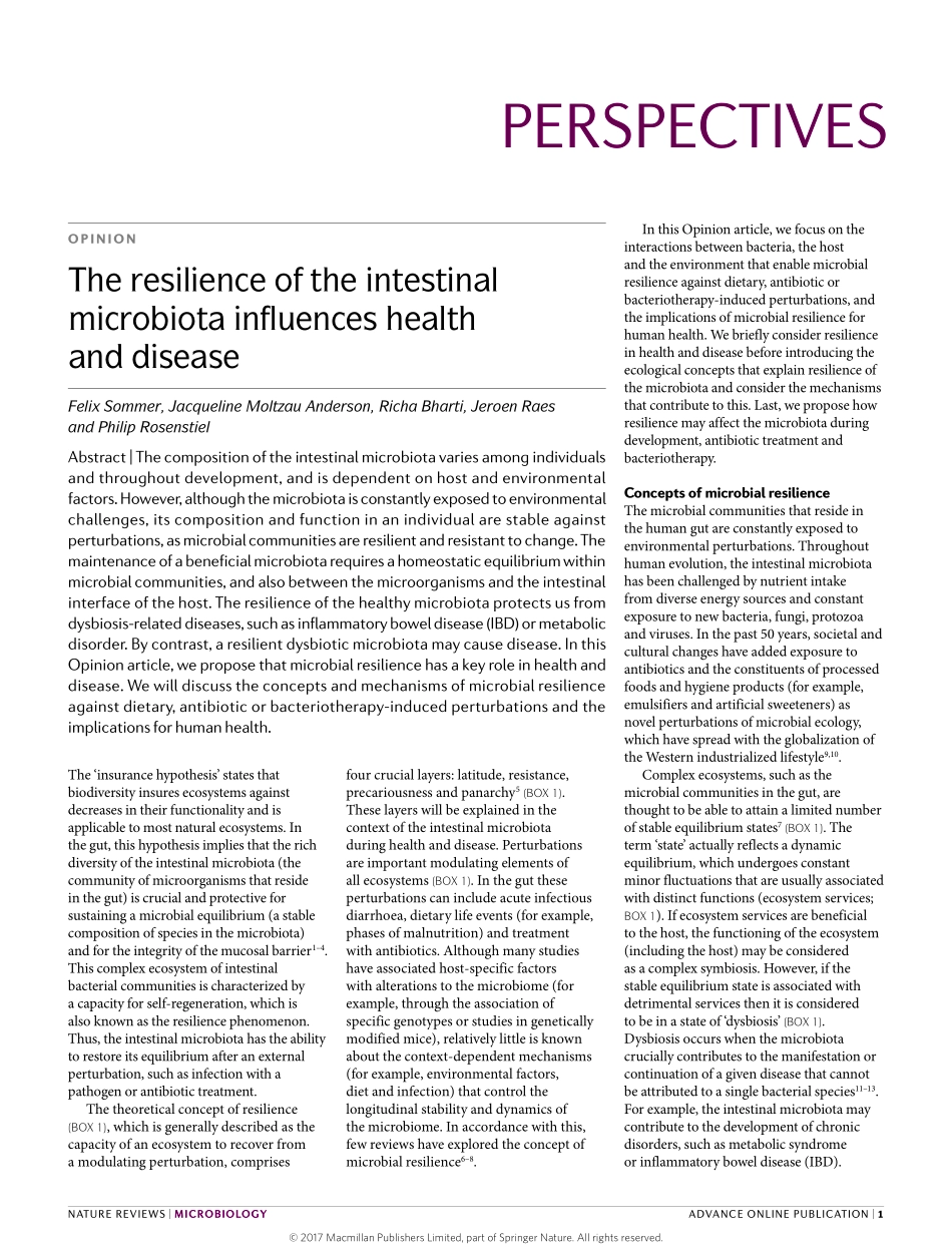 The resilience of the intestinal microbiota influences health and disease.pdf_第1页