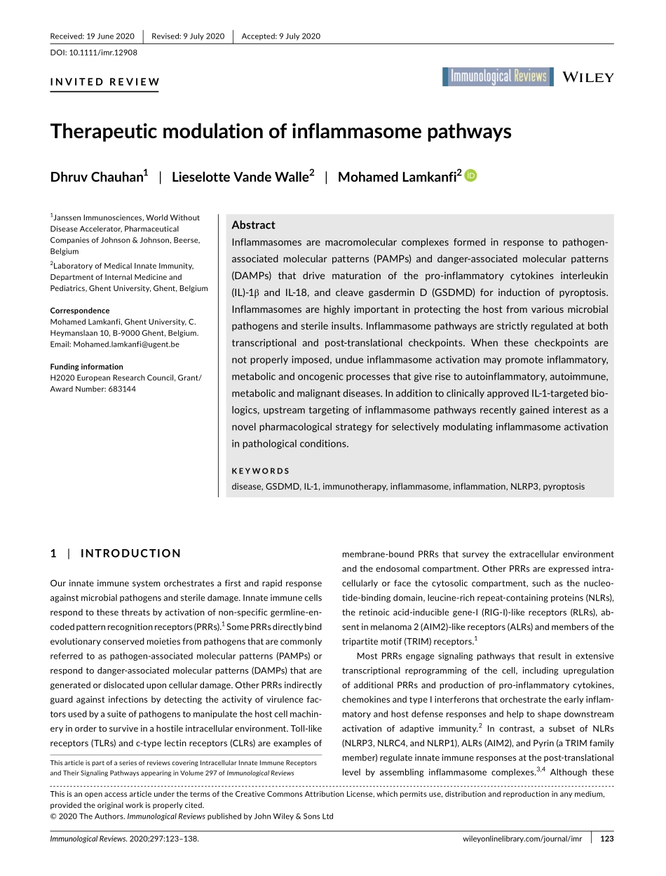 Therapeutic modulation of inflammasome pathway.pdf_第1页