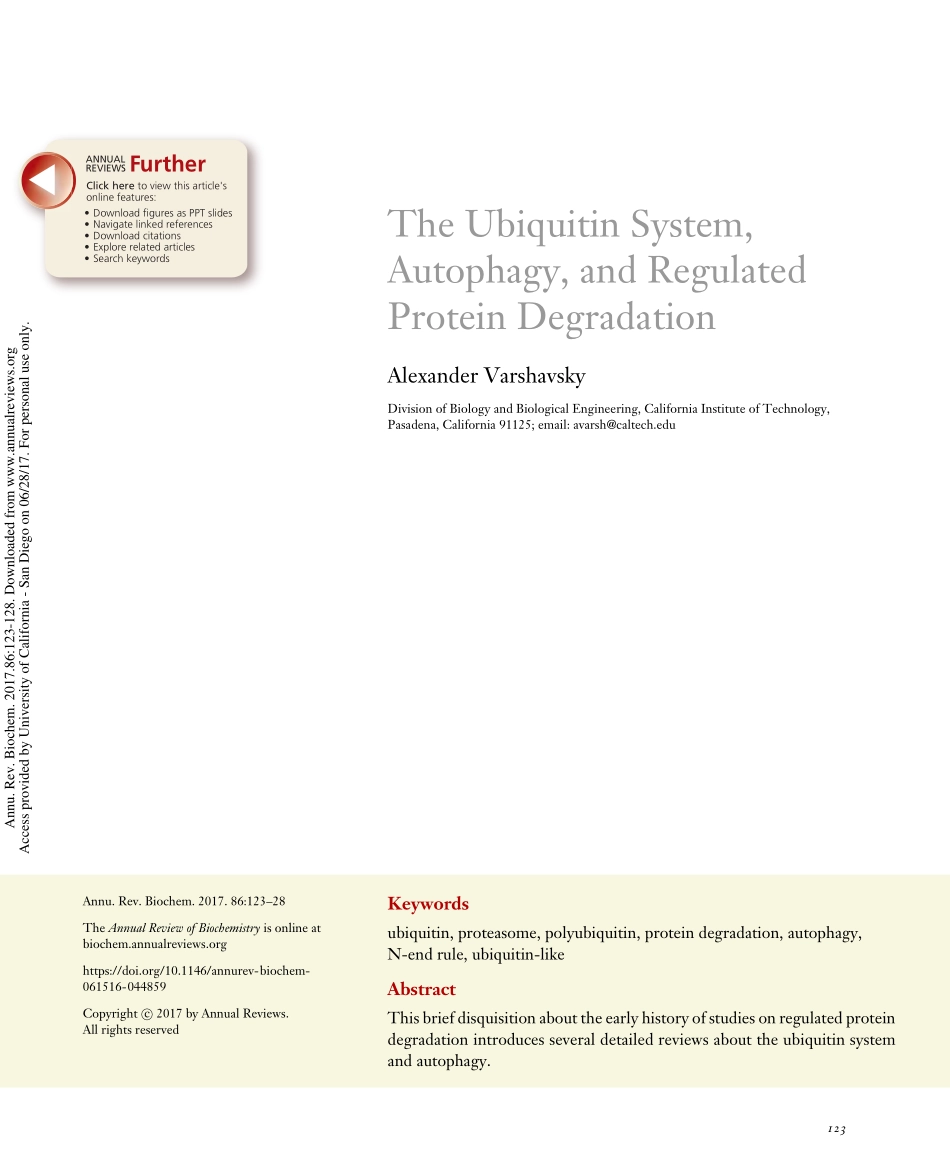The Ubiquitin System, Autophagy, and Regulated Protein Degradation.pdf_第1页