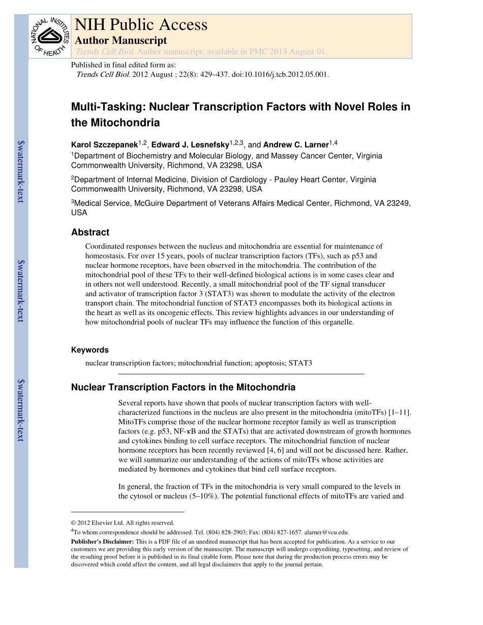 Multi-Tasking-Nuclear Transcription Factors with Novel Roles in the Mitochondria.pdf_第1页