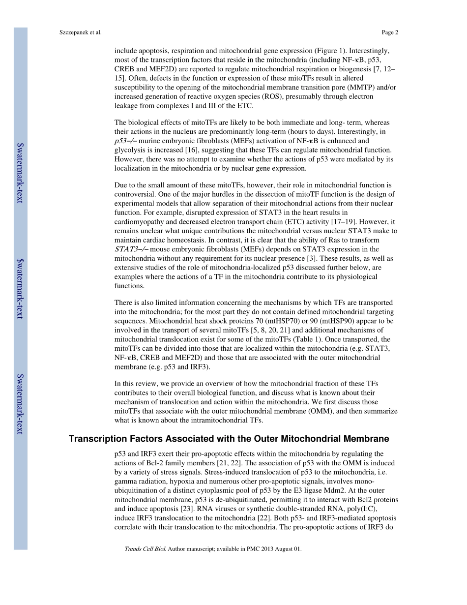 Multi-Tasking-Nuclear Transcription Factors with Novel Roles in the Mitochondria.pdf_第2页