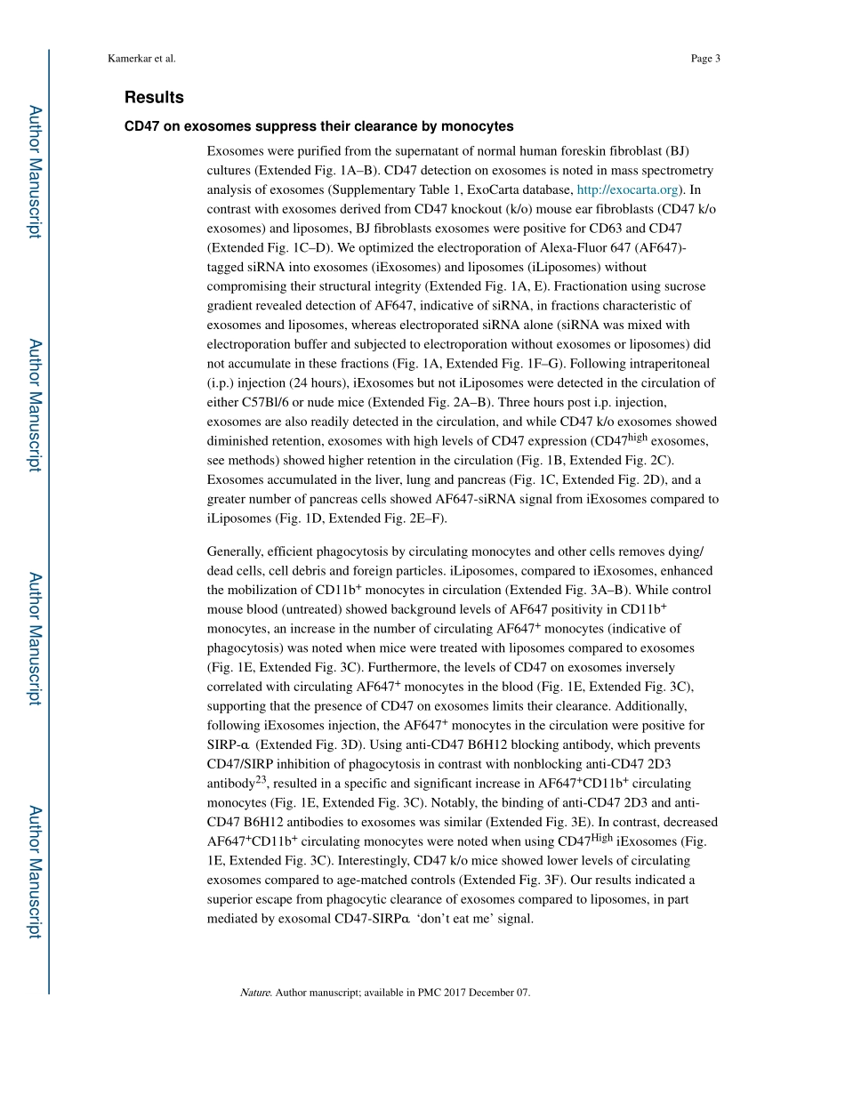 Nature. 2017 外泌体促进胰腺癌中致癌KRAS的靶向治疗.pdf_第3页