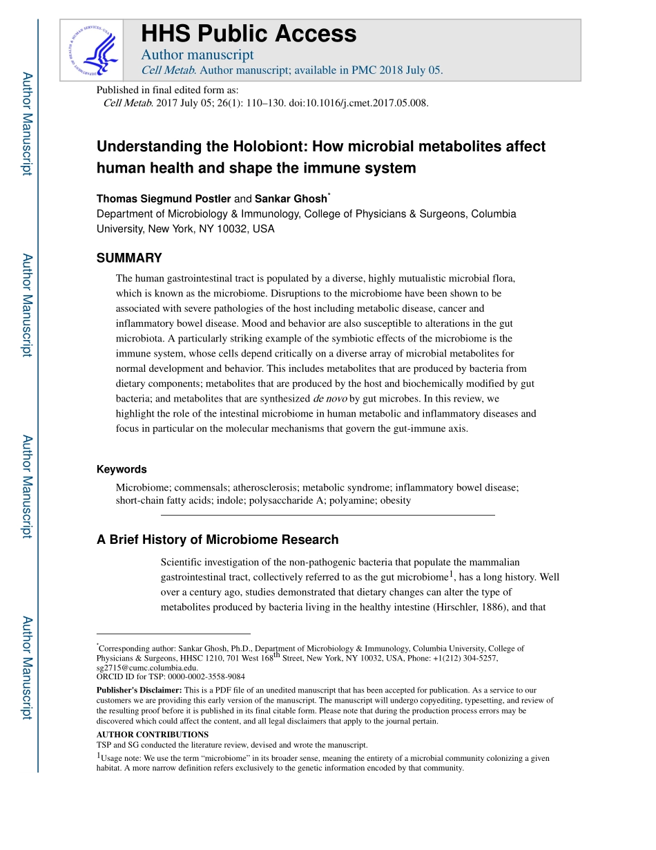 Understanding the Holobiont-How microbial metabolites affect human health and shape the immune system.pdf_第1页