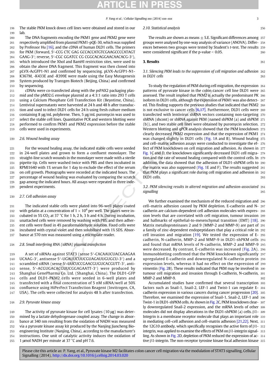 案例一Pyruvate kinase M2 facilitates colon cancer cell migration via the modulation of STAT3 signalling..pdf_第3页