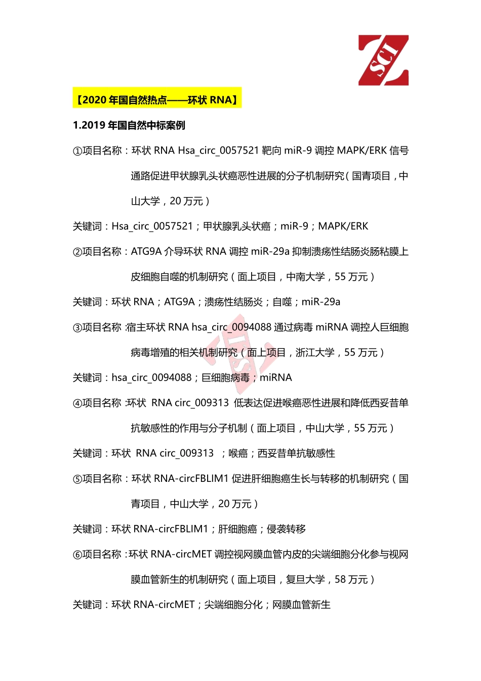 国自然热点中标项目分析（环状RNA）.pdf_第1页