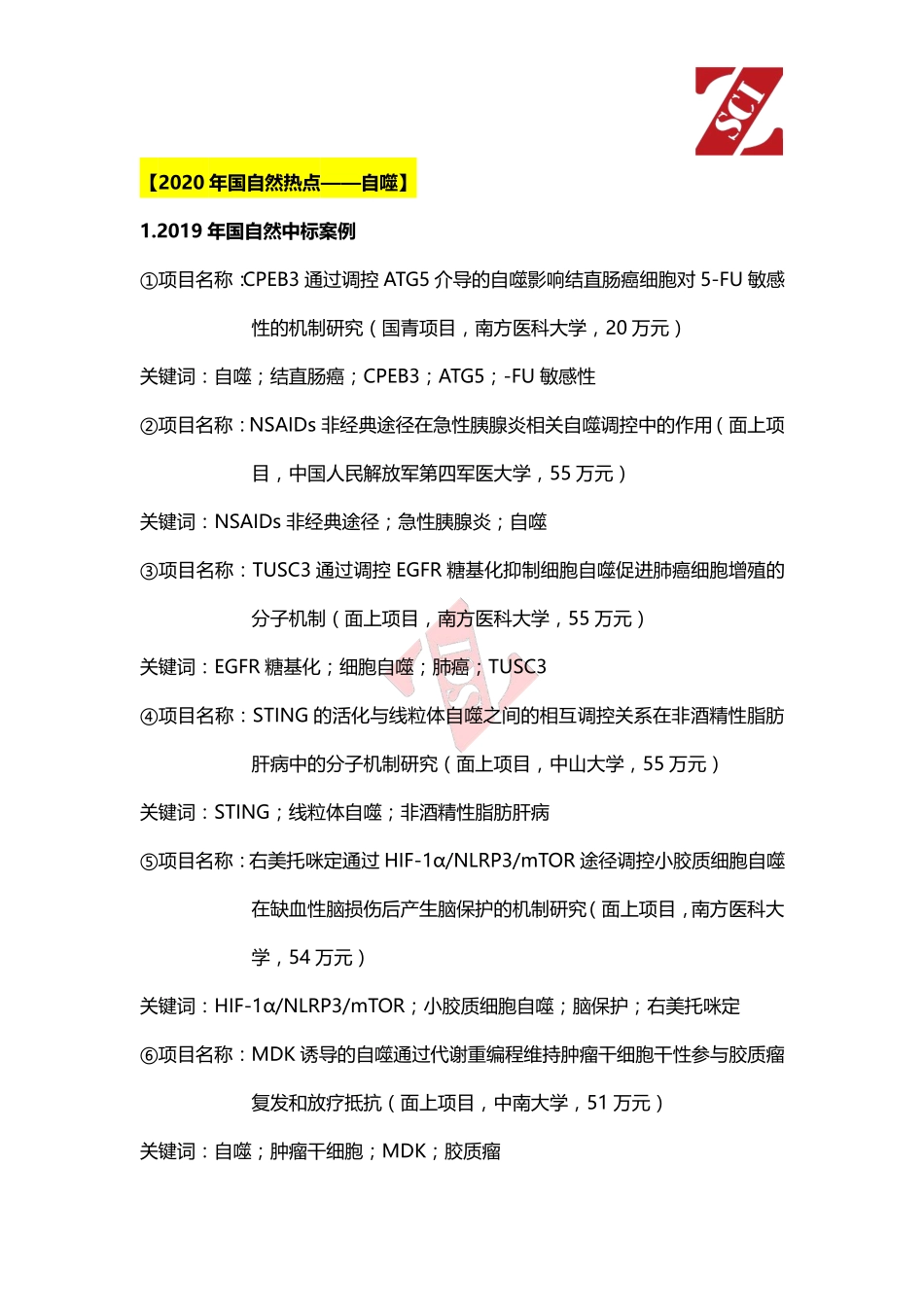 国自然热点中标项目分析（自噬） .pdf_第1页