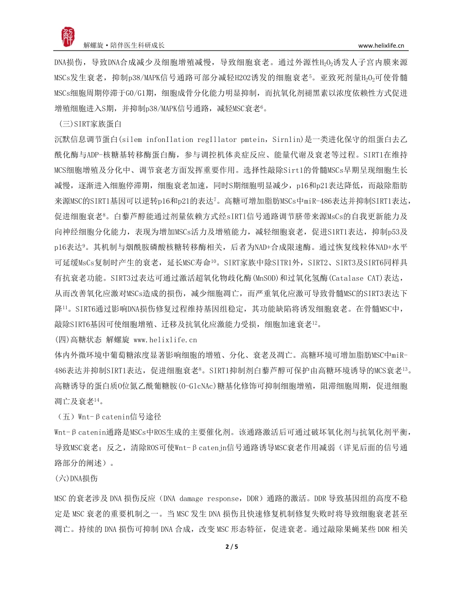 间充质干细胞衰老机制的研究进展.pdf_第2页