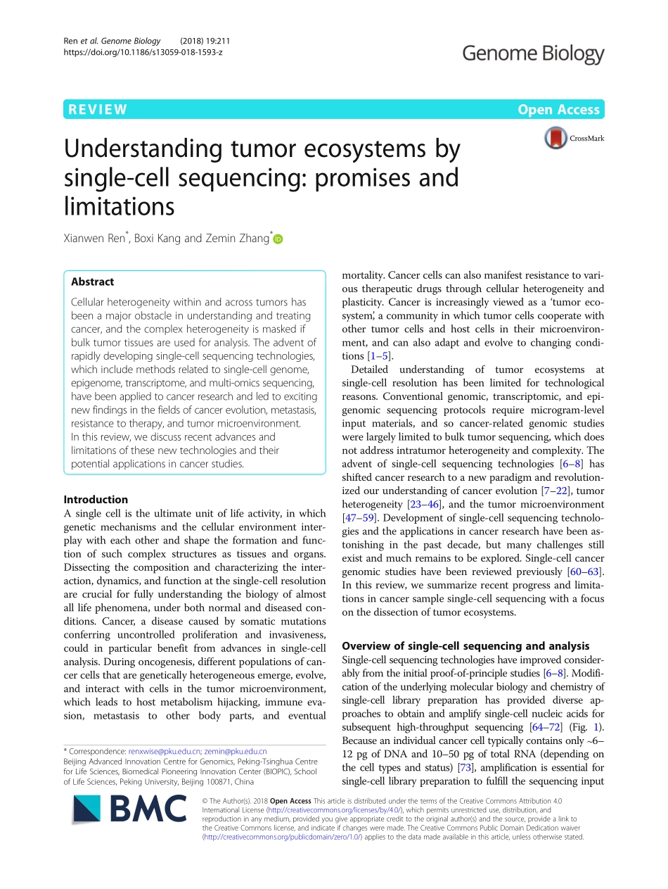 Ren-2018-Understanding tumor ecosystems by sin.pdf_第1页