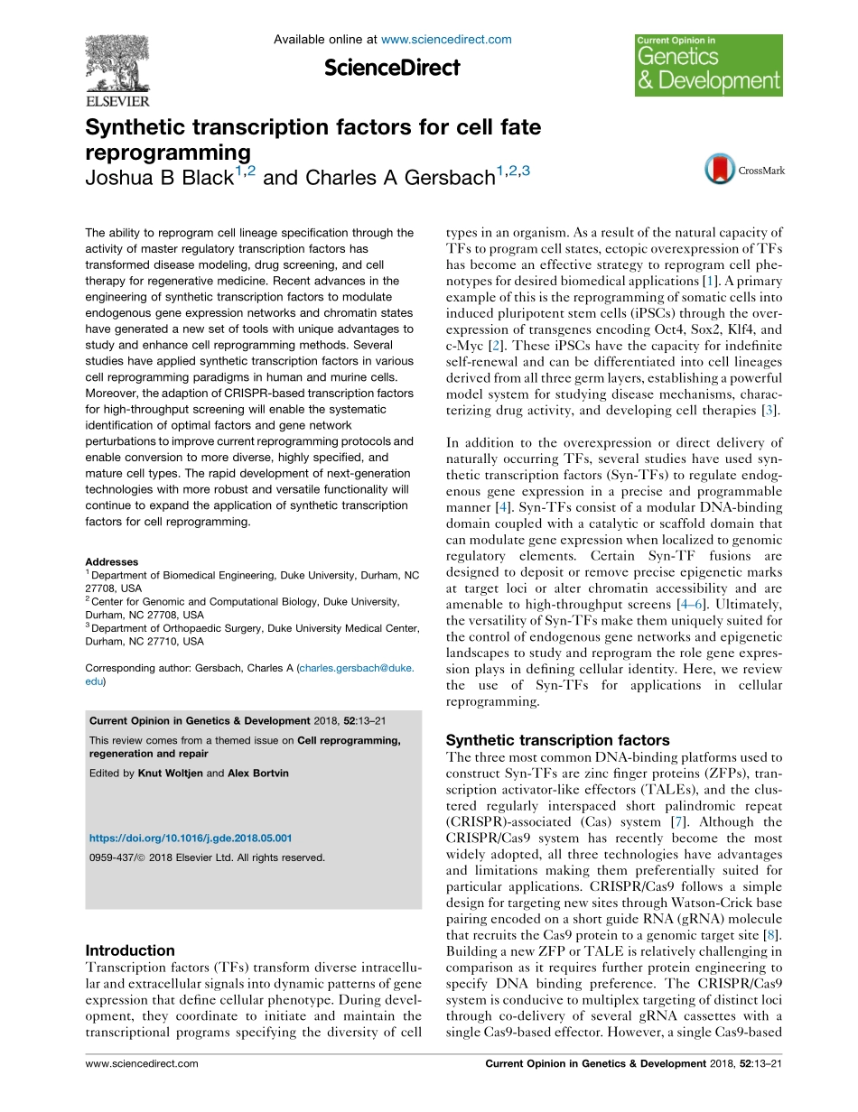 Synthetic transcription factors for cell fate reprogramming.pdf_第1页