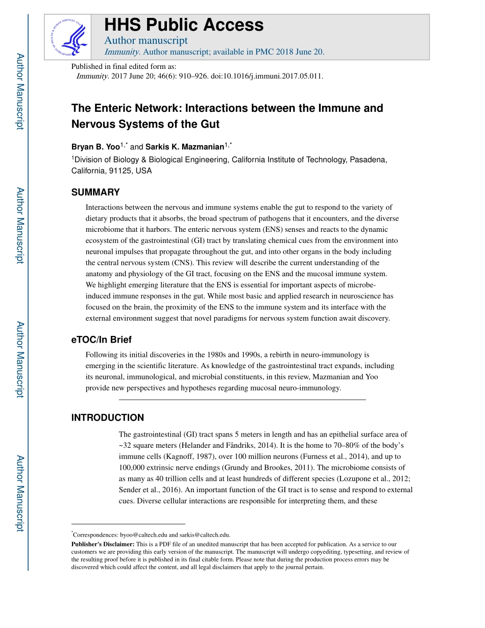 The Enteric Network-Interactions between the Immune and Nervous Systems of the Gut.pdf_第1页