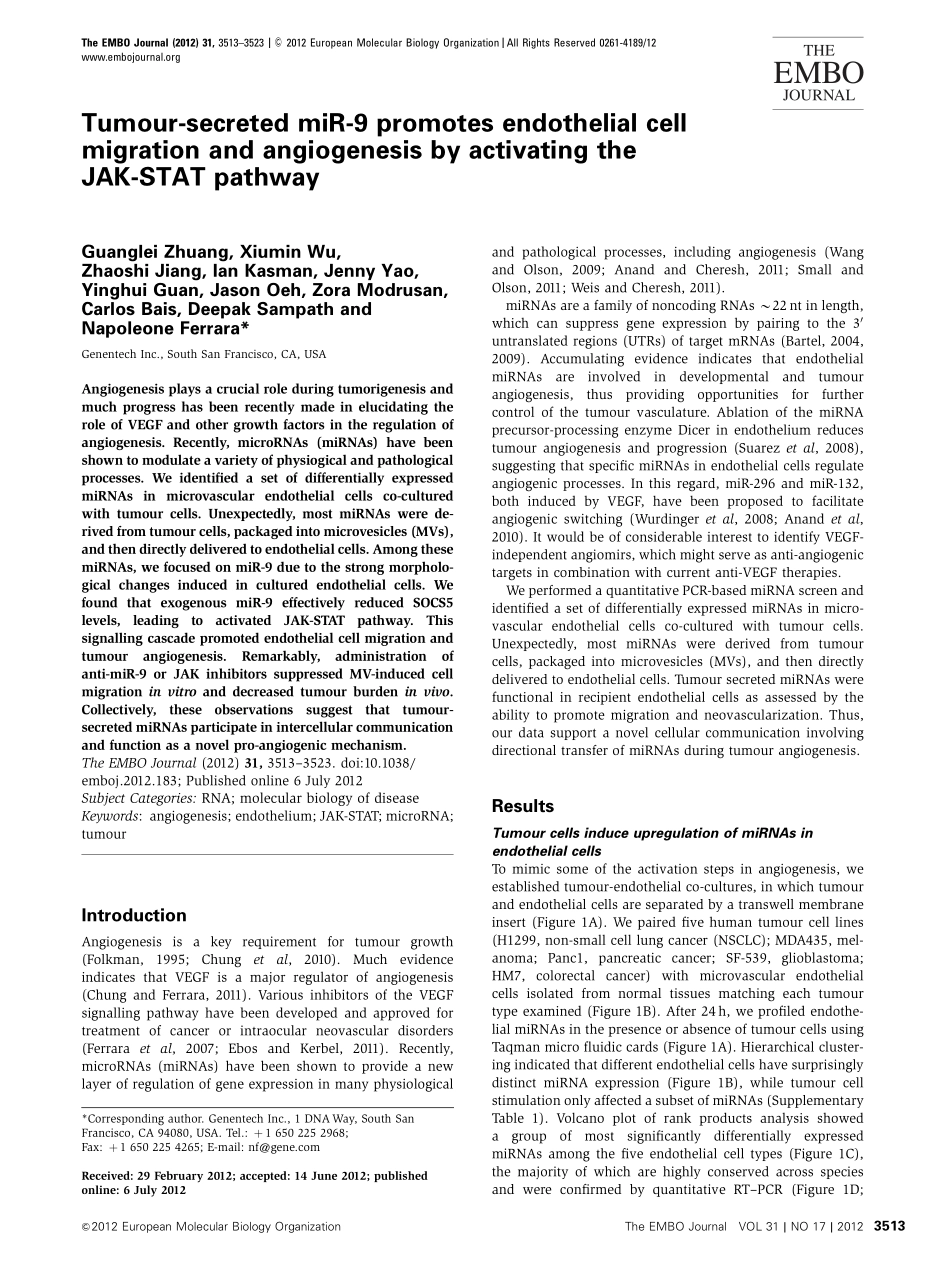 案例一tumor secreted miR-9-JAK-STAT_EMBO.pdf_第1页