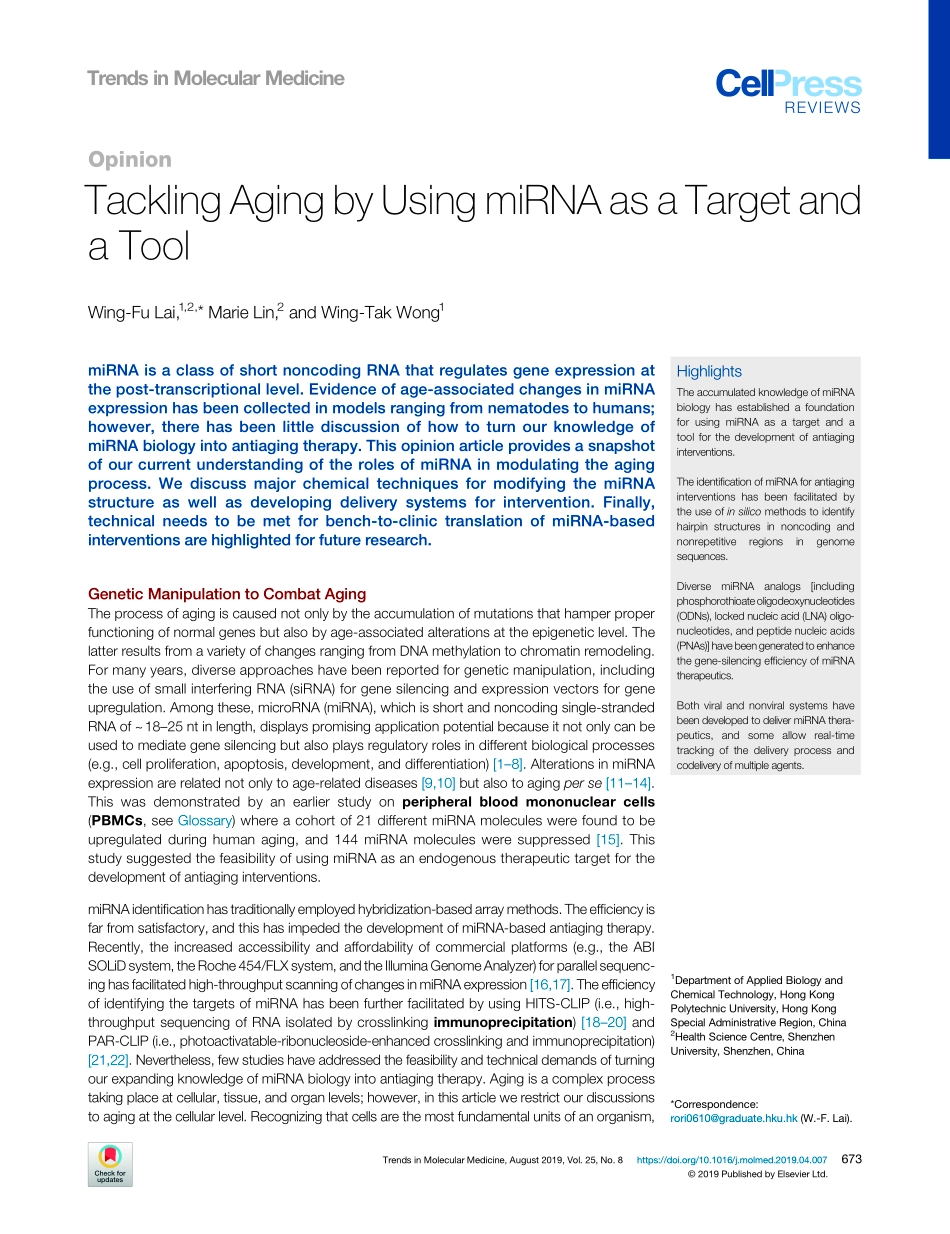 Tackling Aging by Using miRNA as a Target and.pdf_第1页