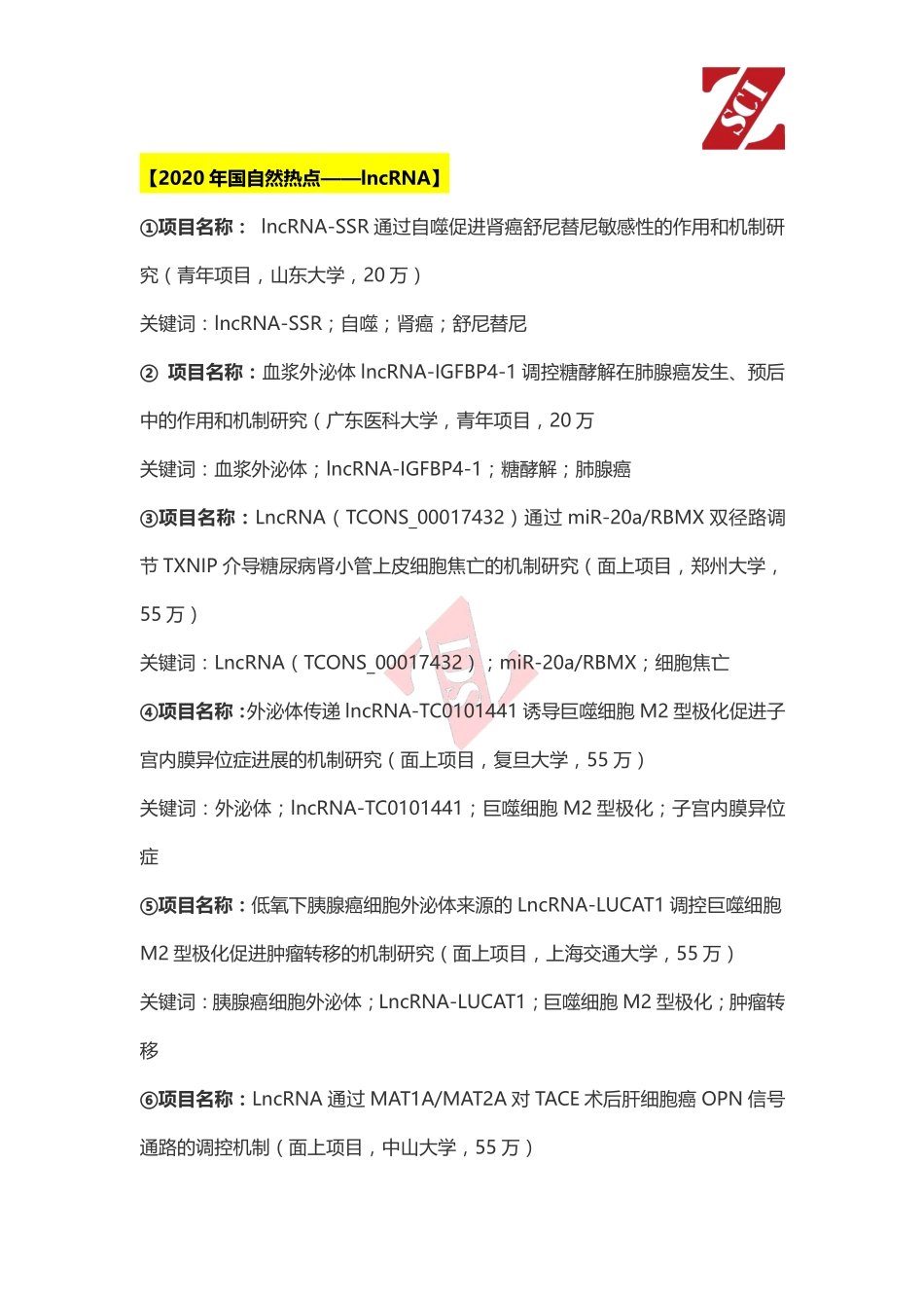 国自然热点中标项目分析（LncRNA).pdf_第1页