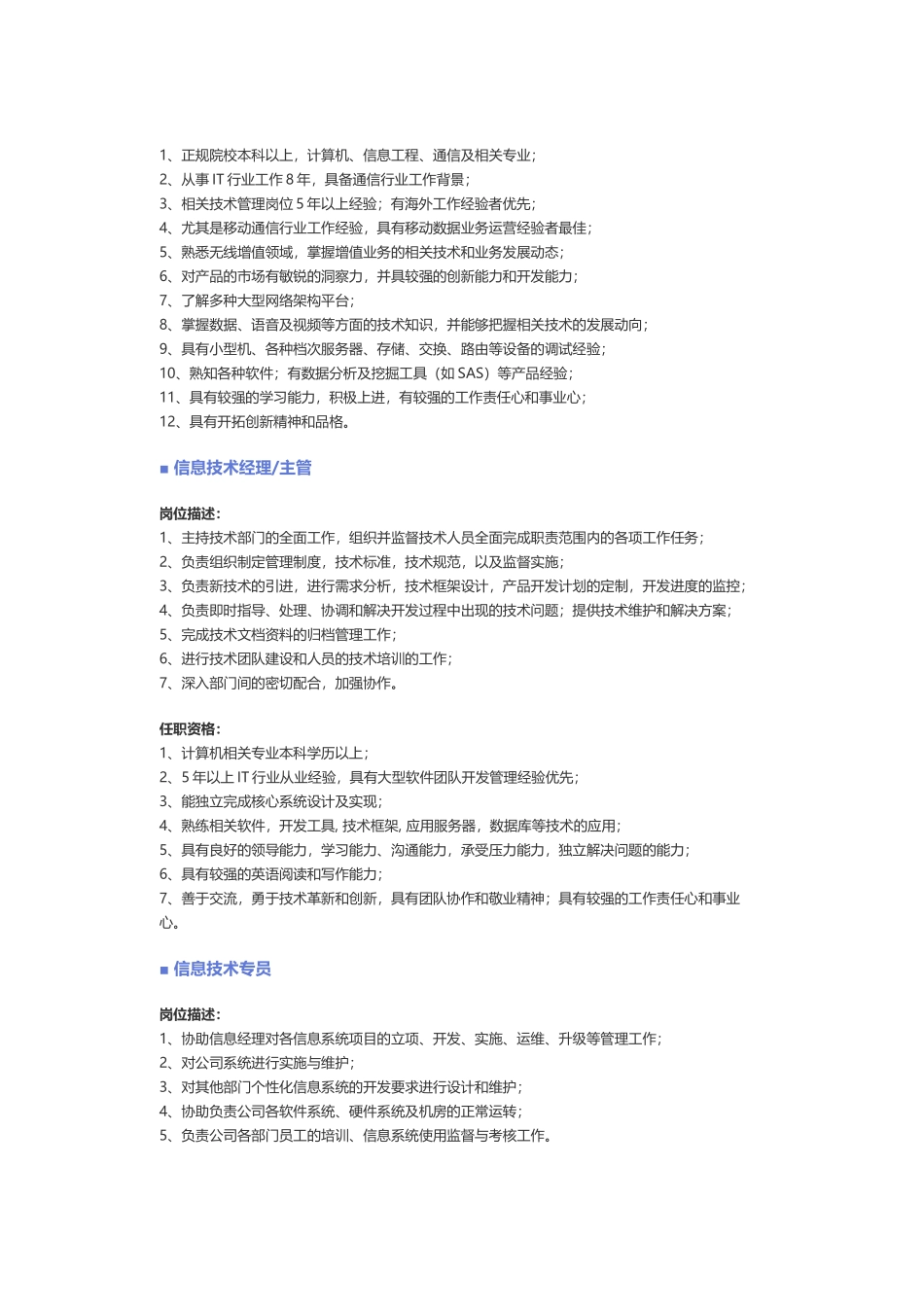 【IT管理及支持】职位说明书.docx_第2页