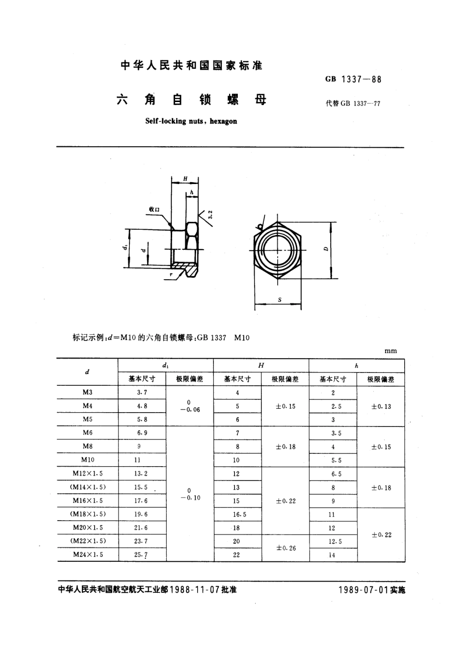 GB-T 1337—1988六角自锁螺母.pdf_第1页