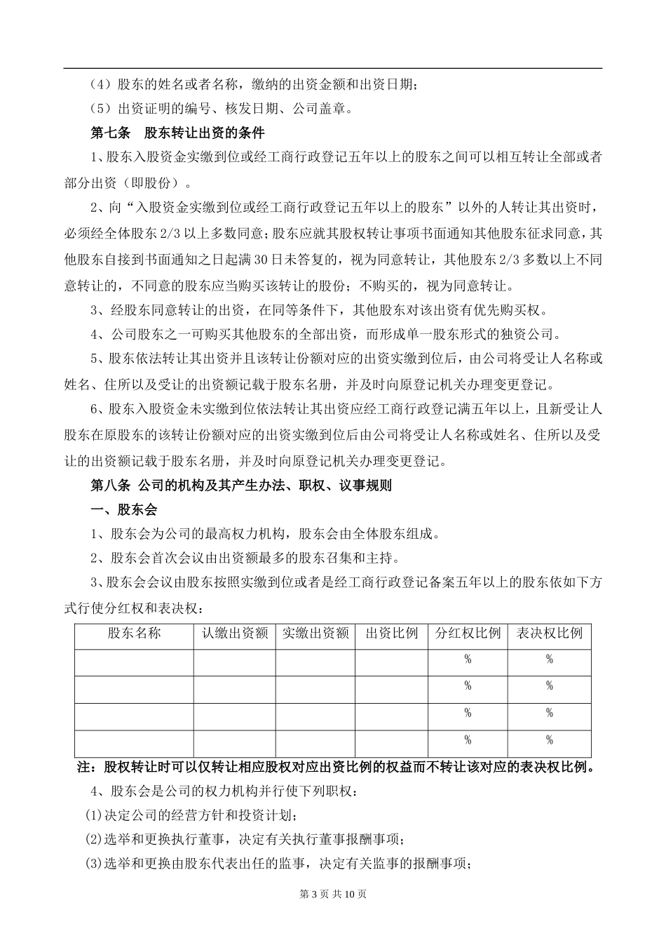 2020新版“同股不同权公司章程”.doc_第3页