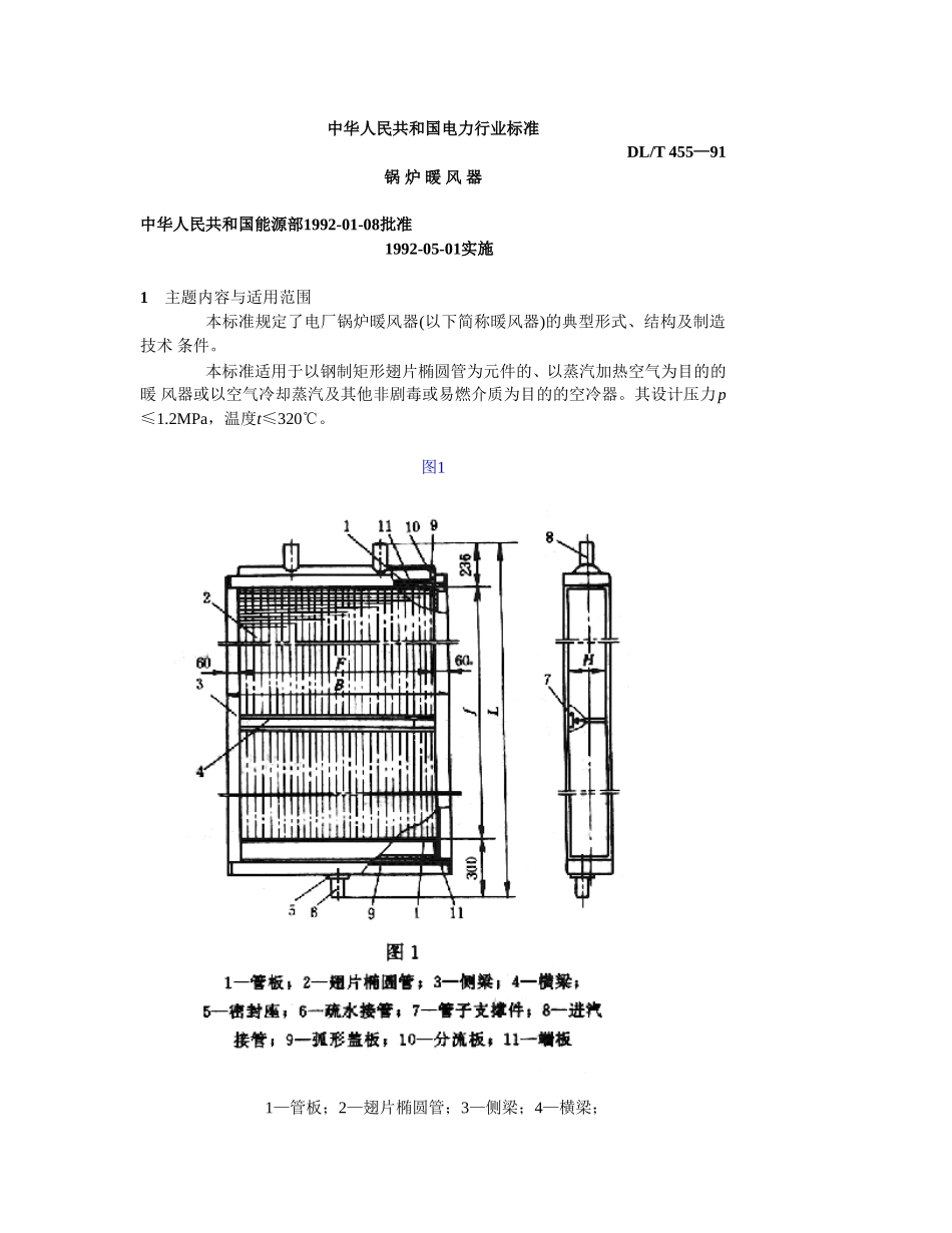 [www.staffempire.com]-DLT 455—91锅炉暖风器.doc_第1页