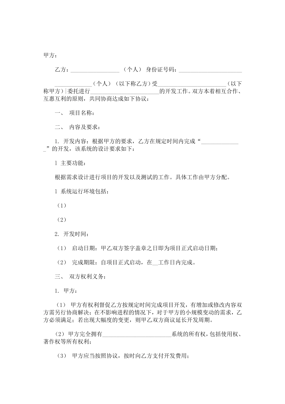 个人软件外包合同.doc_第1页