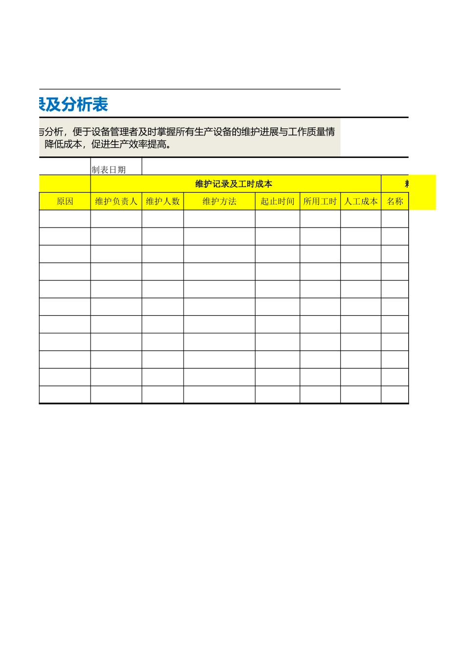 21生产设备维护记录及分析表.xlsx_第2页