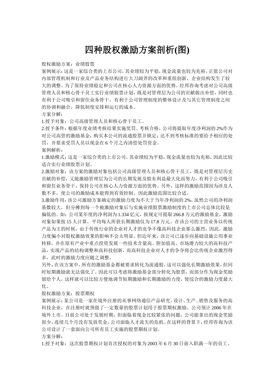 四种股权激励方案.doc_第1页