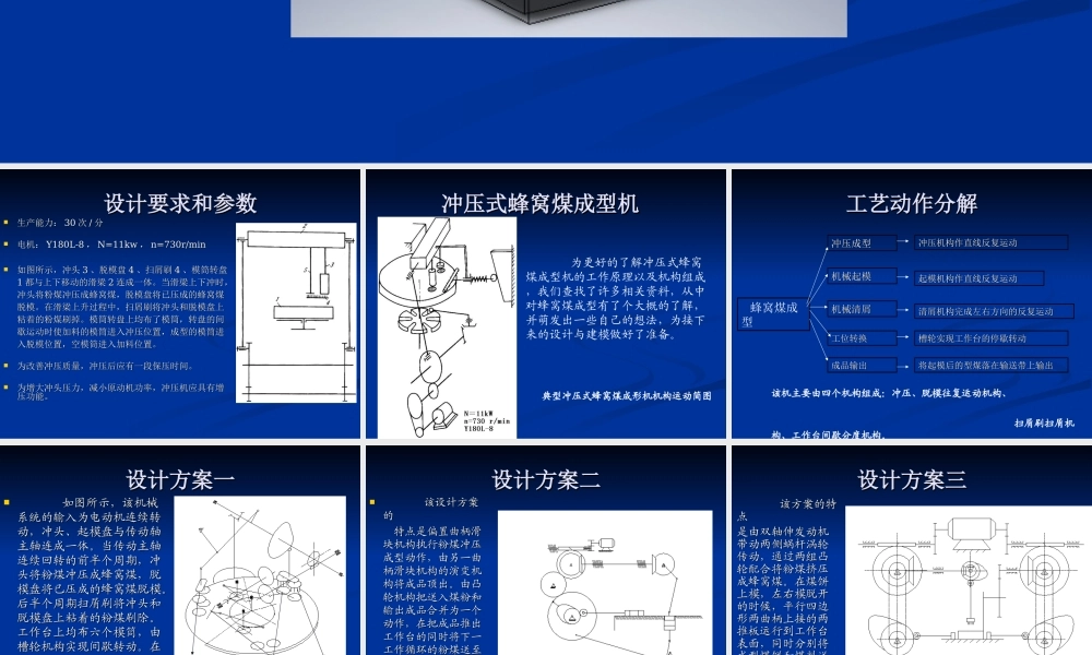 机械原理课程设计冲压式蜂窝煤成型机.ppt