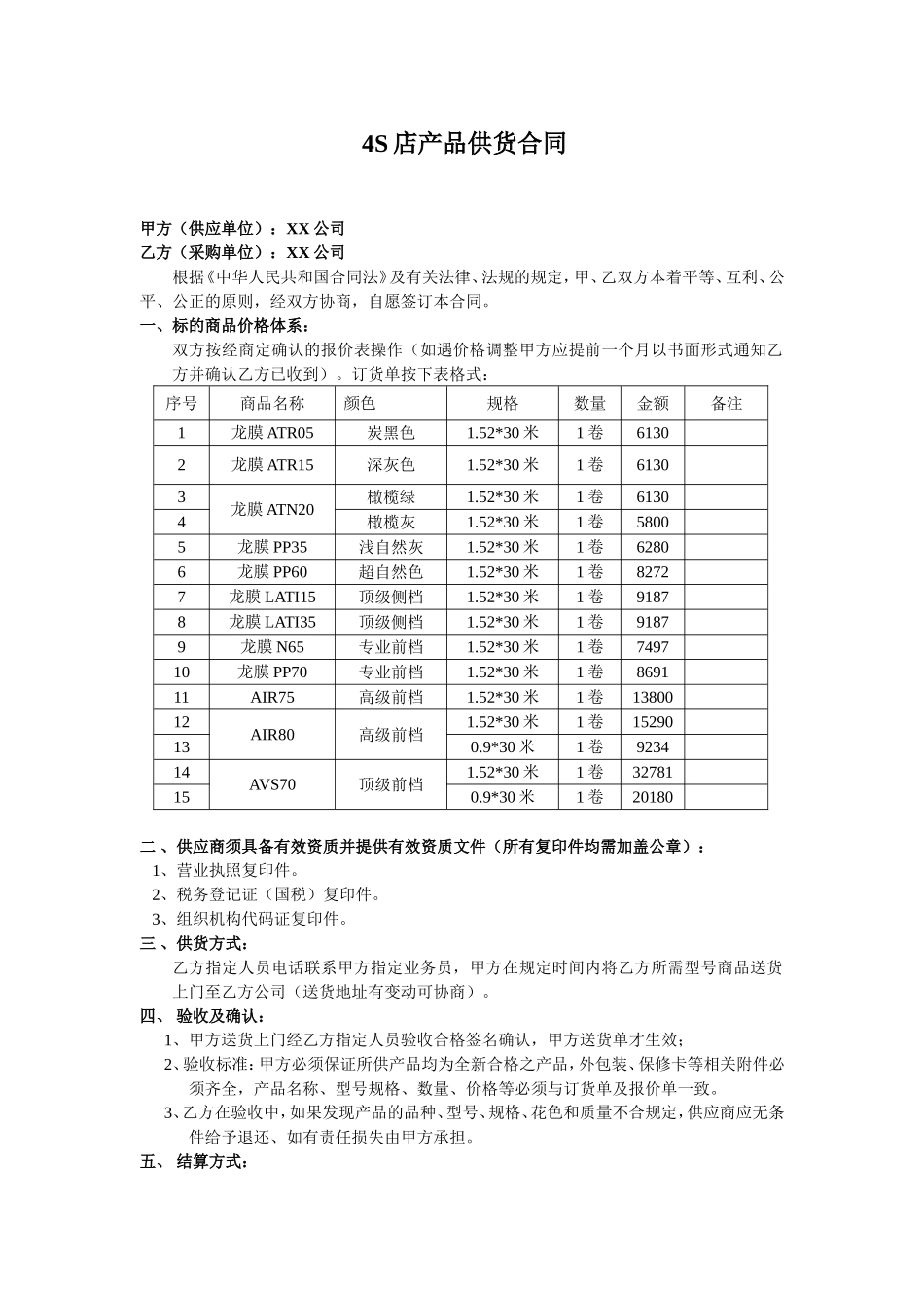 4S店供货合同范本.doc_第1页