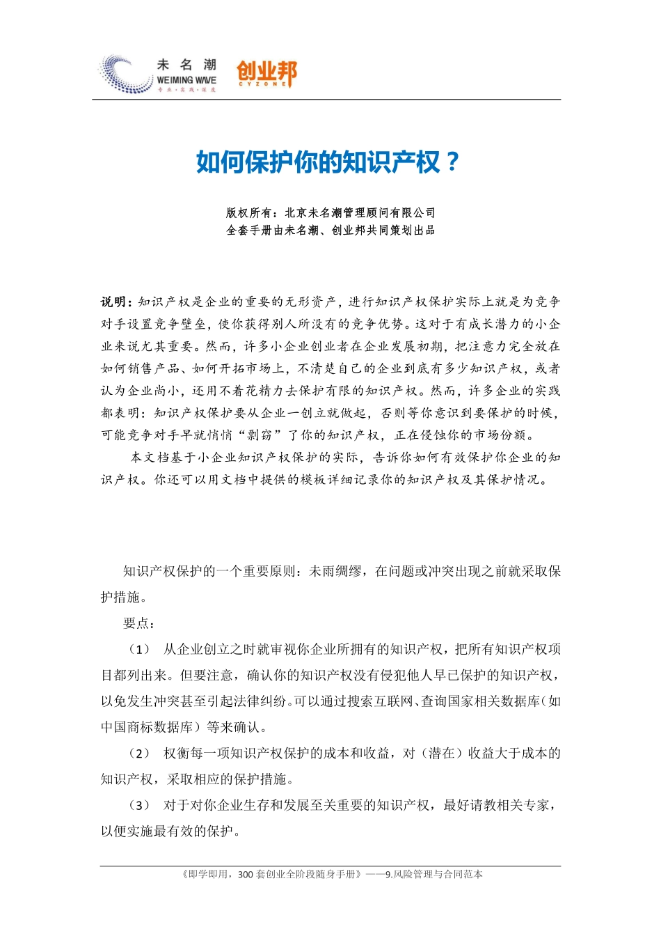 4如何保护你的知识产权（含知识产权保护记录模板）.pdf_第1页