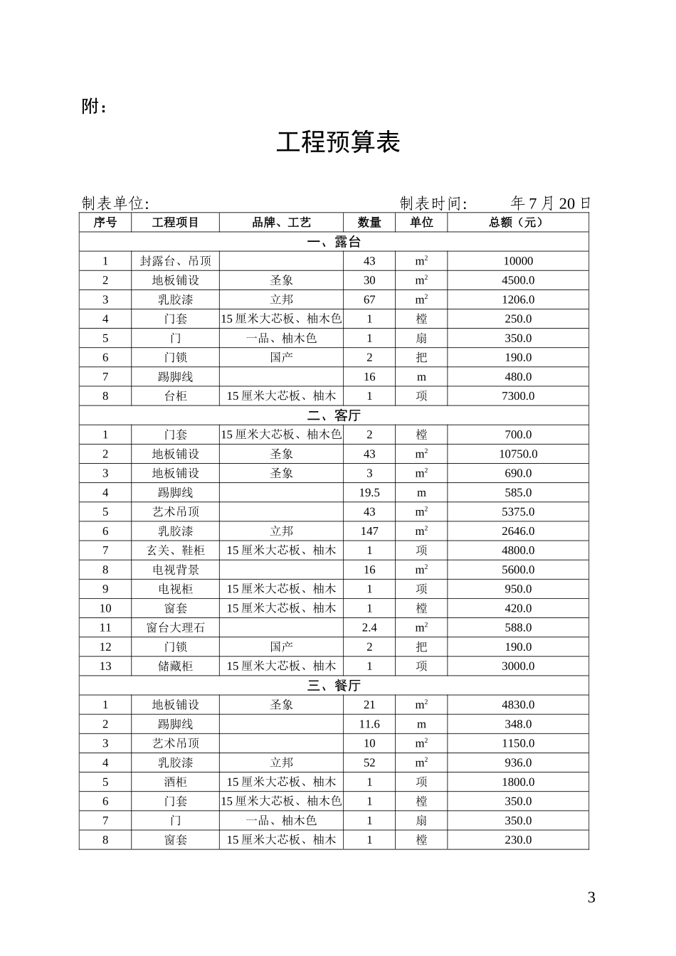 房屋装修合同及预算清单 (2).doc_第3页