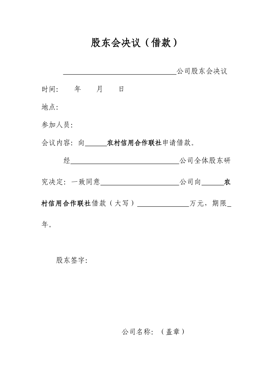 股东会决议(借款) (2).doc_第1页