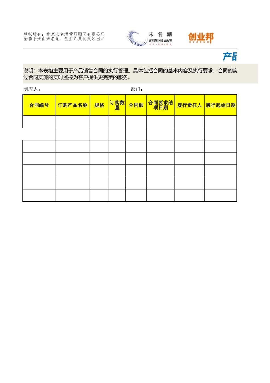 12产品销售合同履行表.xlsx_第1页