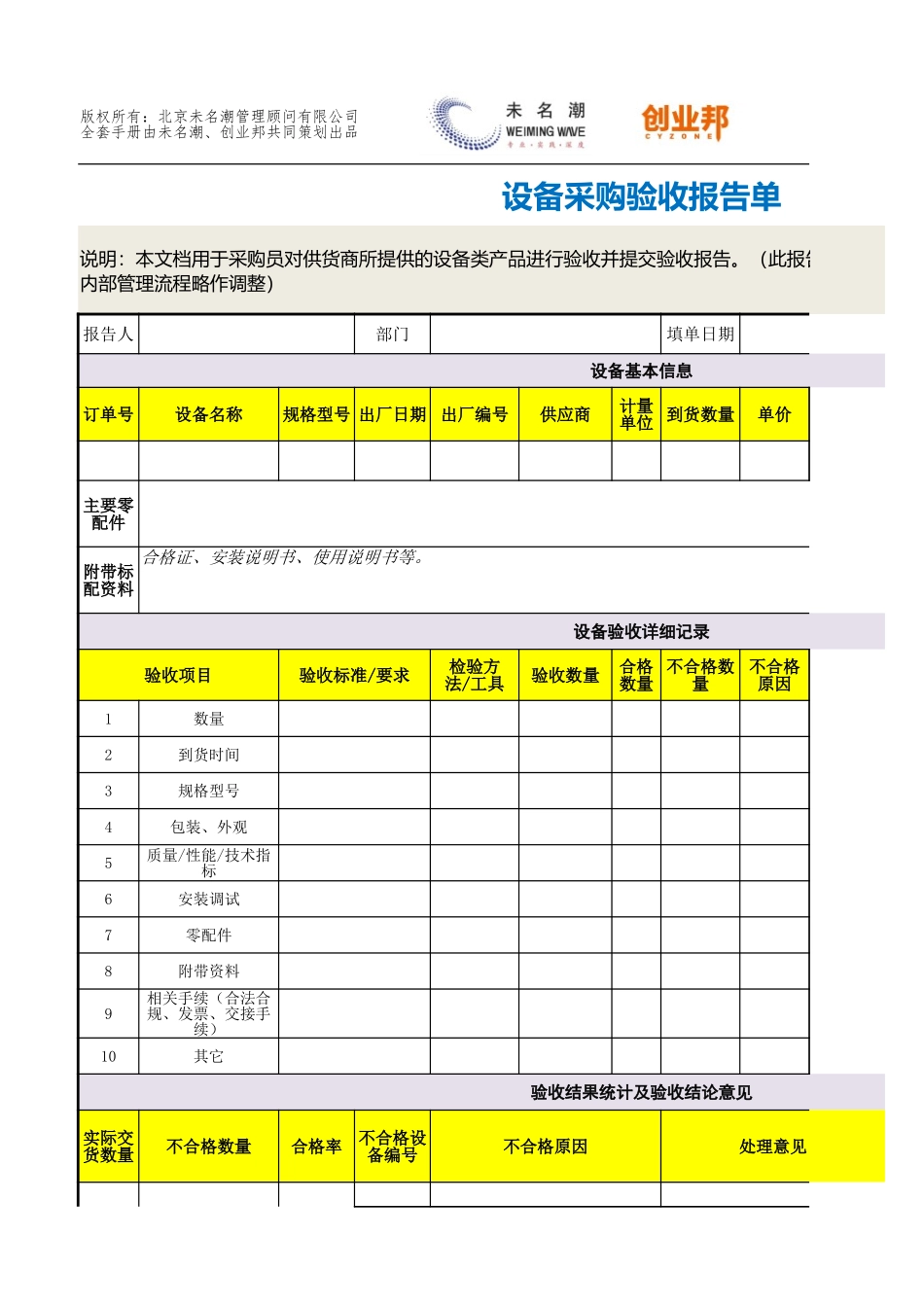 19设备采购验收报告单.xlsx_第1页