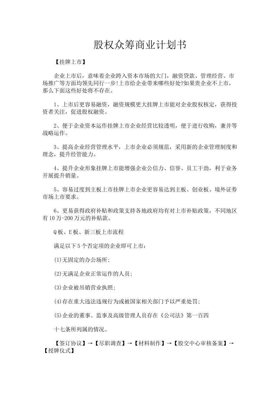 股权众筹商业计划书.docx_第1页