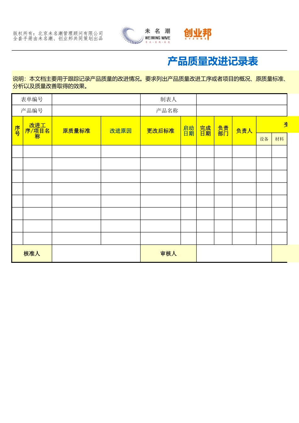 29产品质量改进记录表.xls_第1页