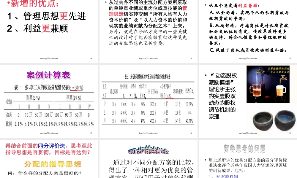 工资分配及股权分配方案.ppt