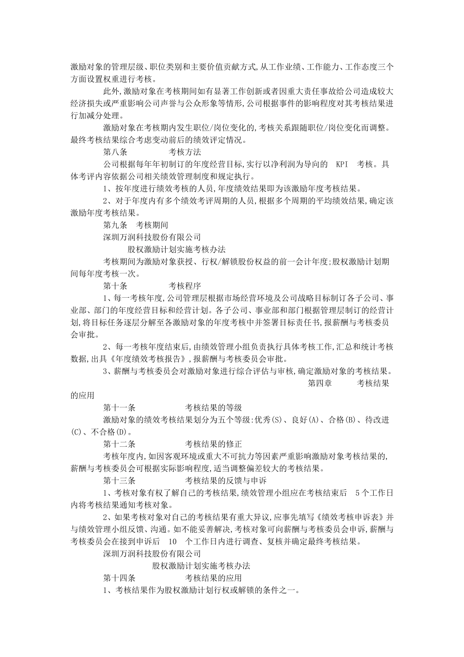 万润科技：股权激励计划实施考核办法(2013年1月).doc_第2页