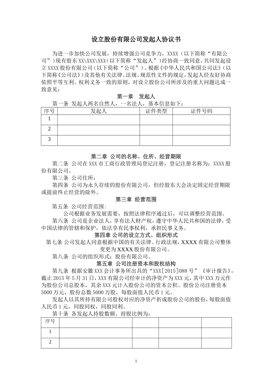 设立股份有限公司发起人协议书 (2).doc_第1页