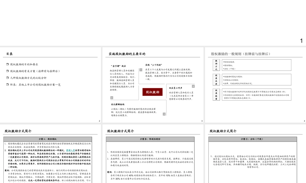 有限公司或新三板股份公司股权激励方案.ppt