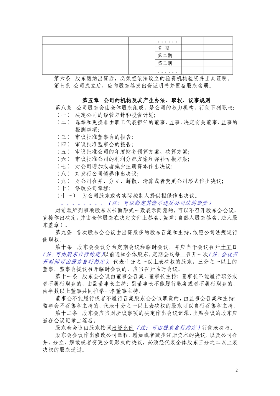 有限责任公司章程(国内合资) (2).doc_第2页