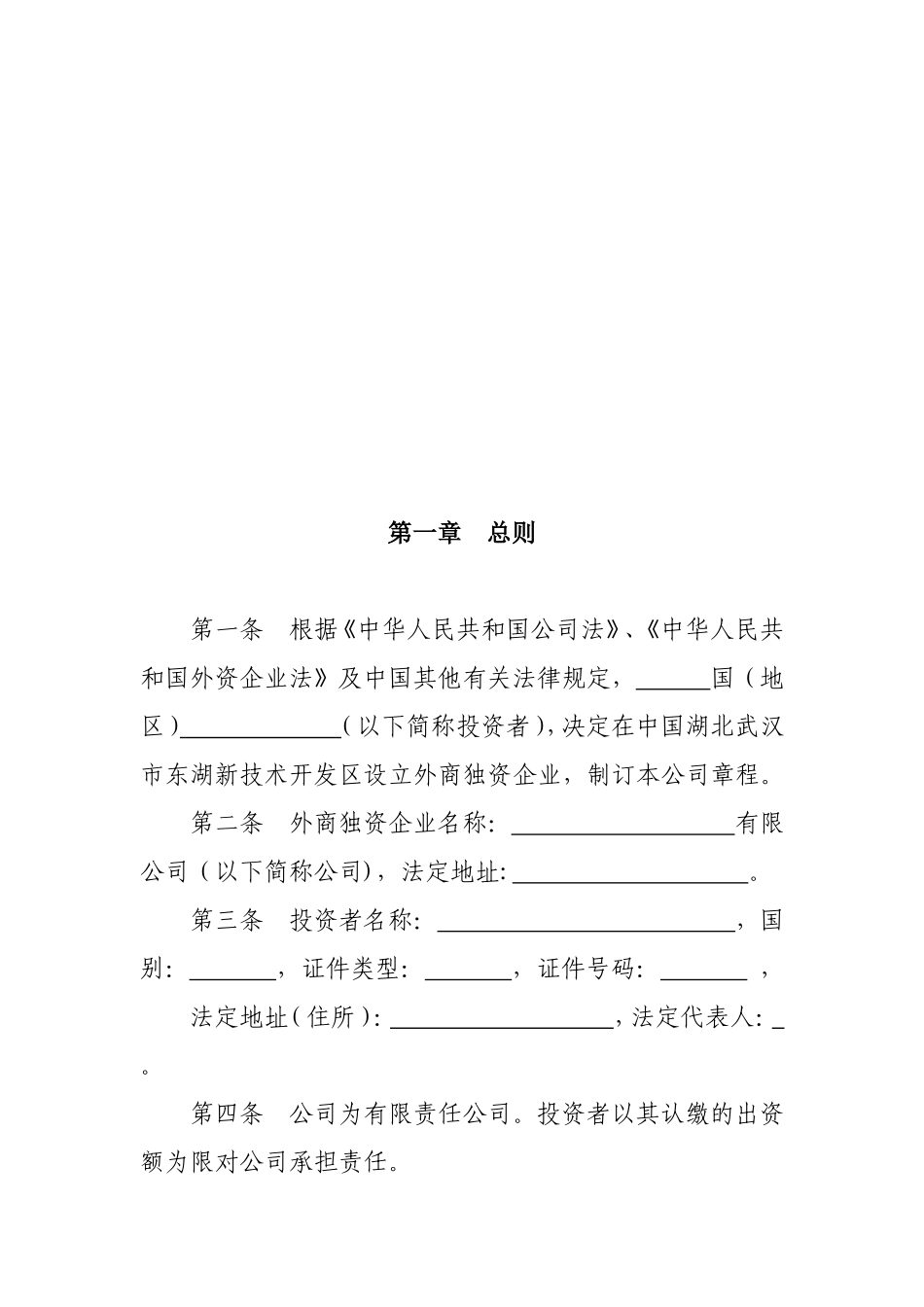 外商独资有限责任公司章程范本 (2).doc_第2页