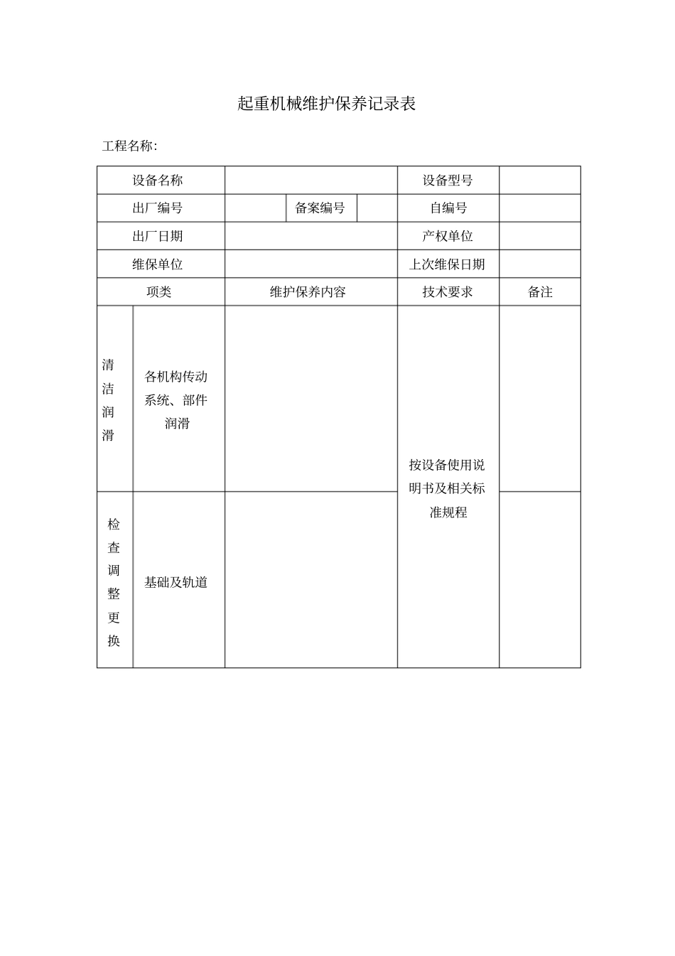 起重机械维护保养记录表.pdf_第1页