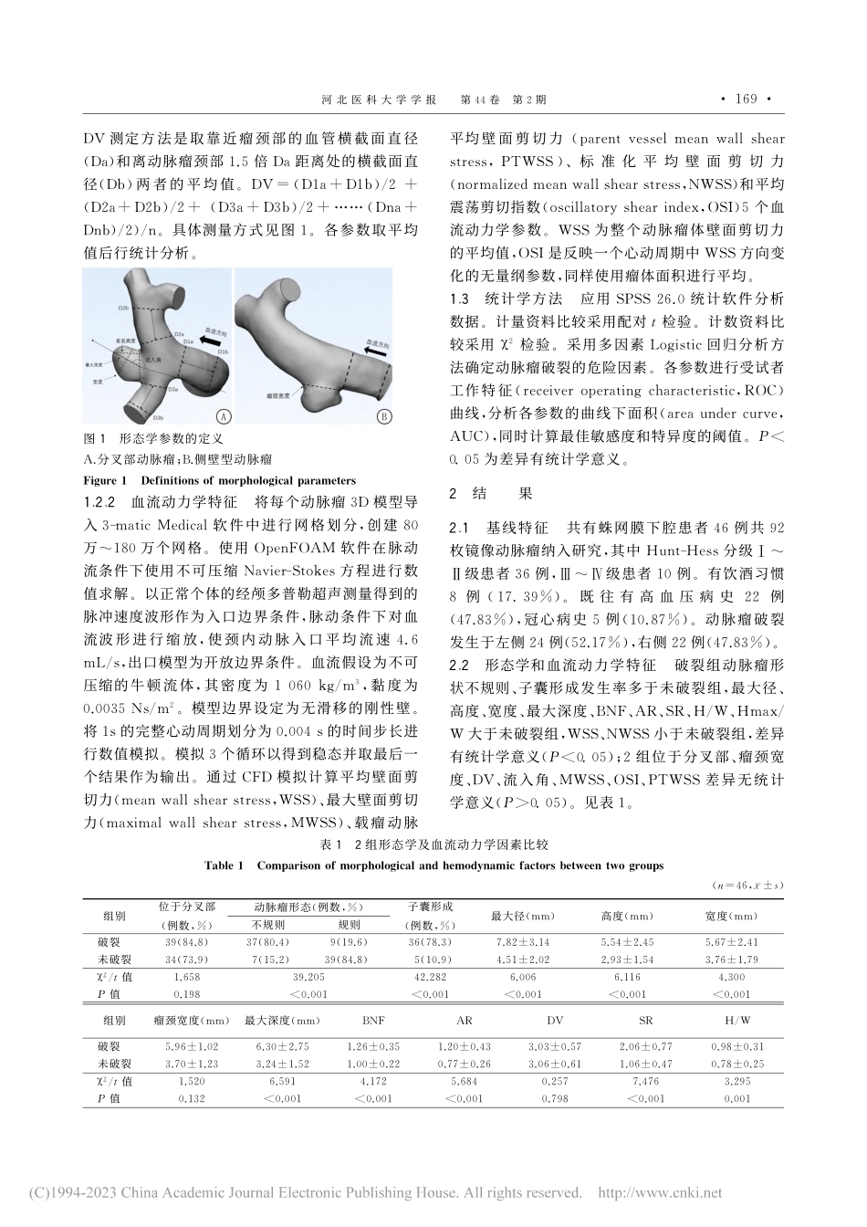 尺寸比及子囊形成对颅内镜像动脉瘤破裂的影响_唐晓宇.pdf_第3页