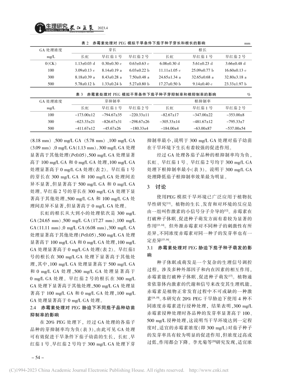 赤霉素处理对PEG模拟干旱条件下茄子种子萌发的影响_张天宇.pdf_第3页