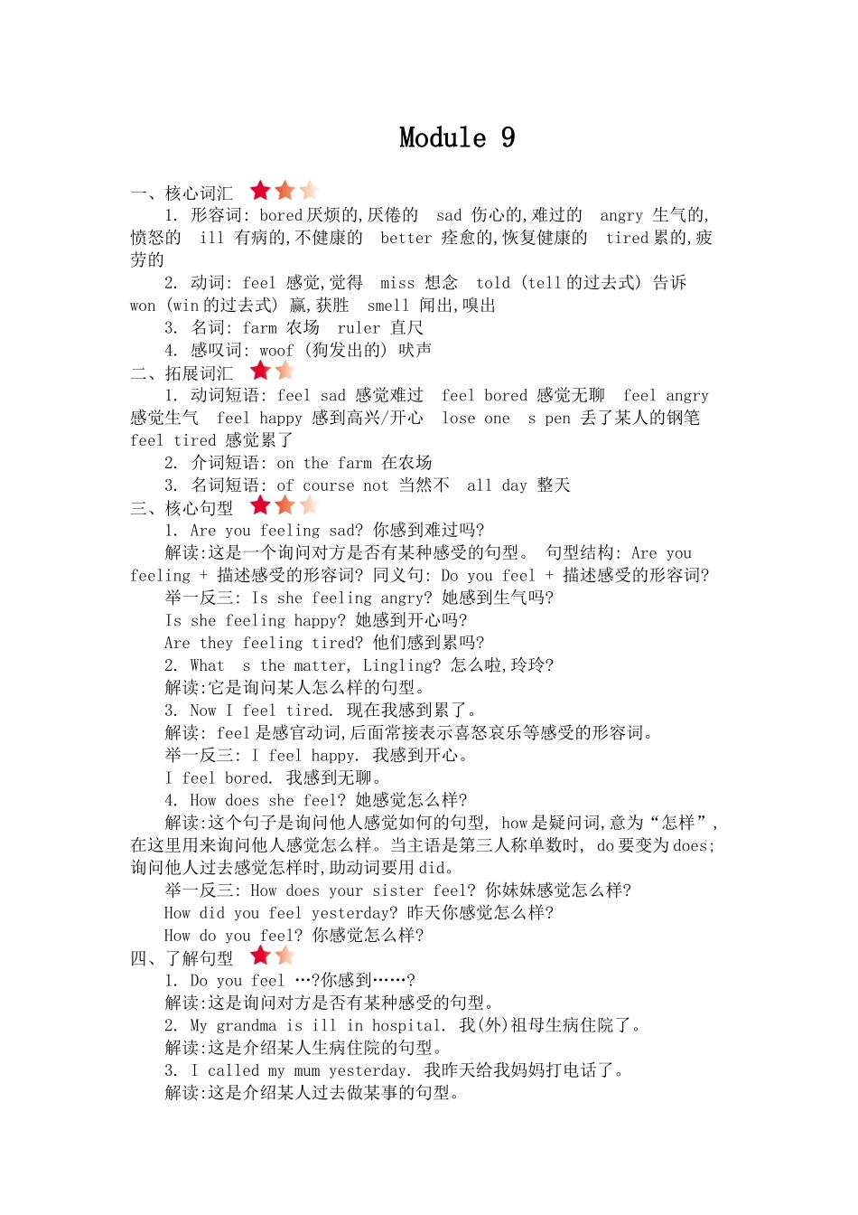 外研五上 Module 9 知识清单.docx_第1页