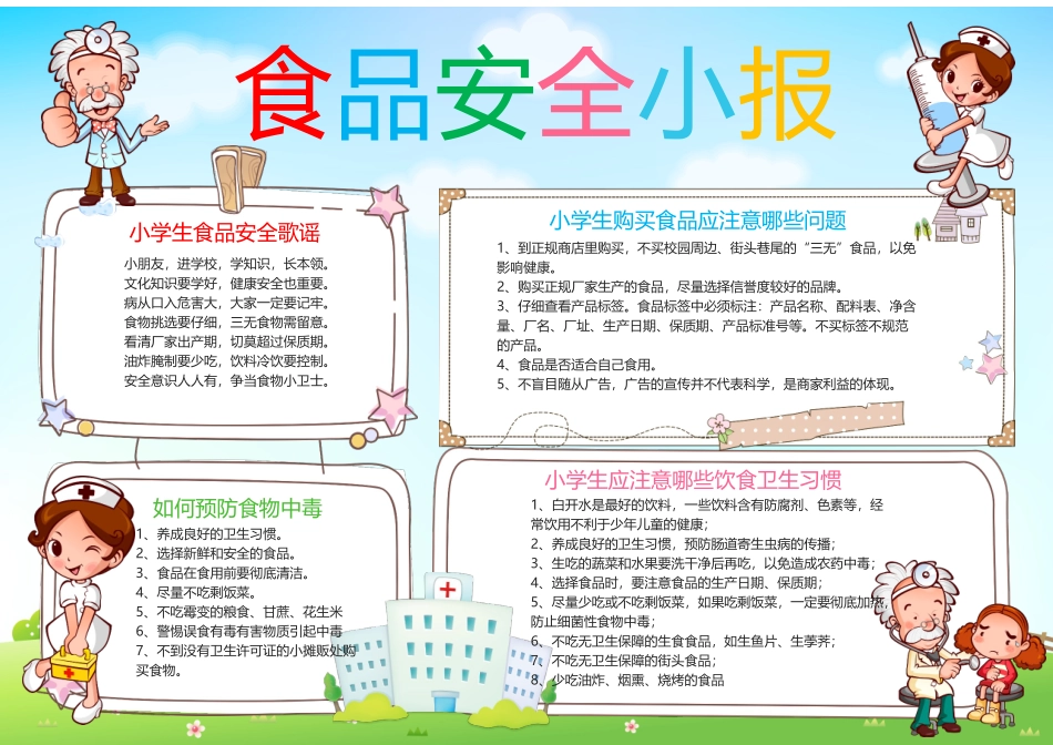 安全小报（食品、消防、交通、校园类含黑白线稿）13 (1).docx_第1页