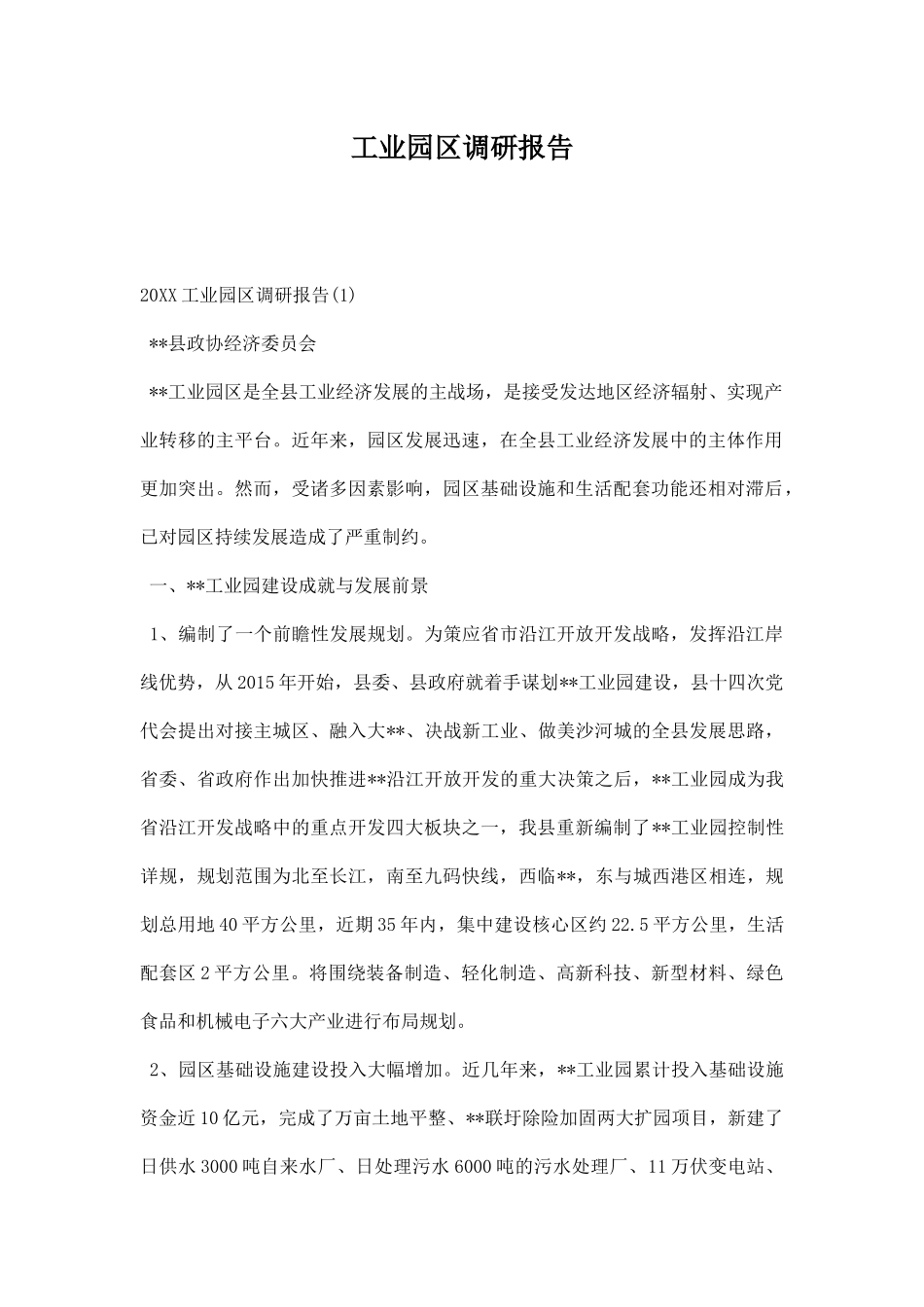 工业园区调研报告.docx_第1页